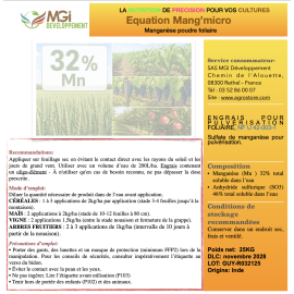 Equation Mang'micro - 25 kg - sulfate de manganèse